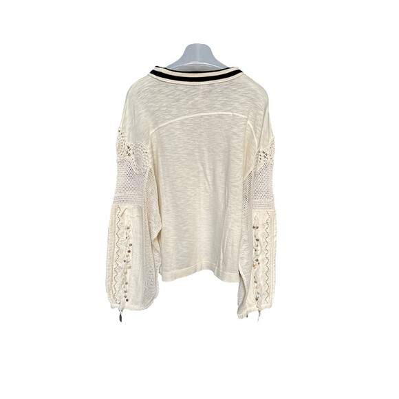 Free People Size M Marakesh Embellished Crochet Sweater Top Ivory Cotton New - Picture 7 of 13